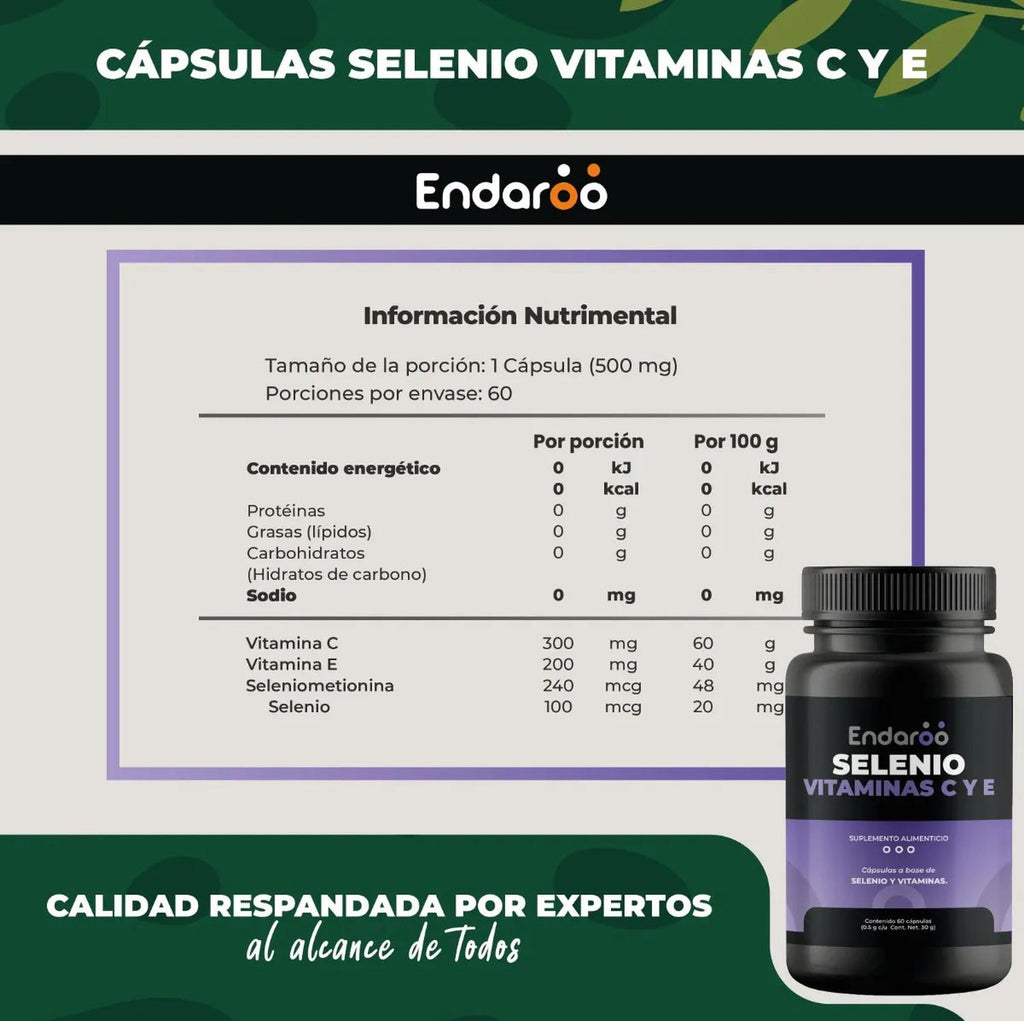 Selenio con Vitaminas C y E 60 Cápsulas Antioxidante