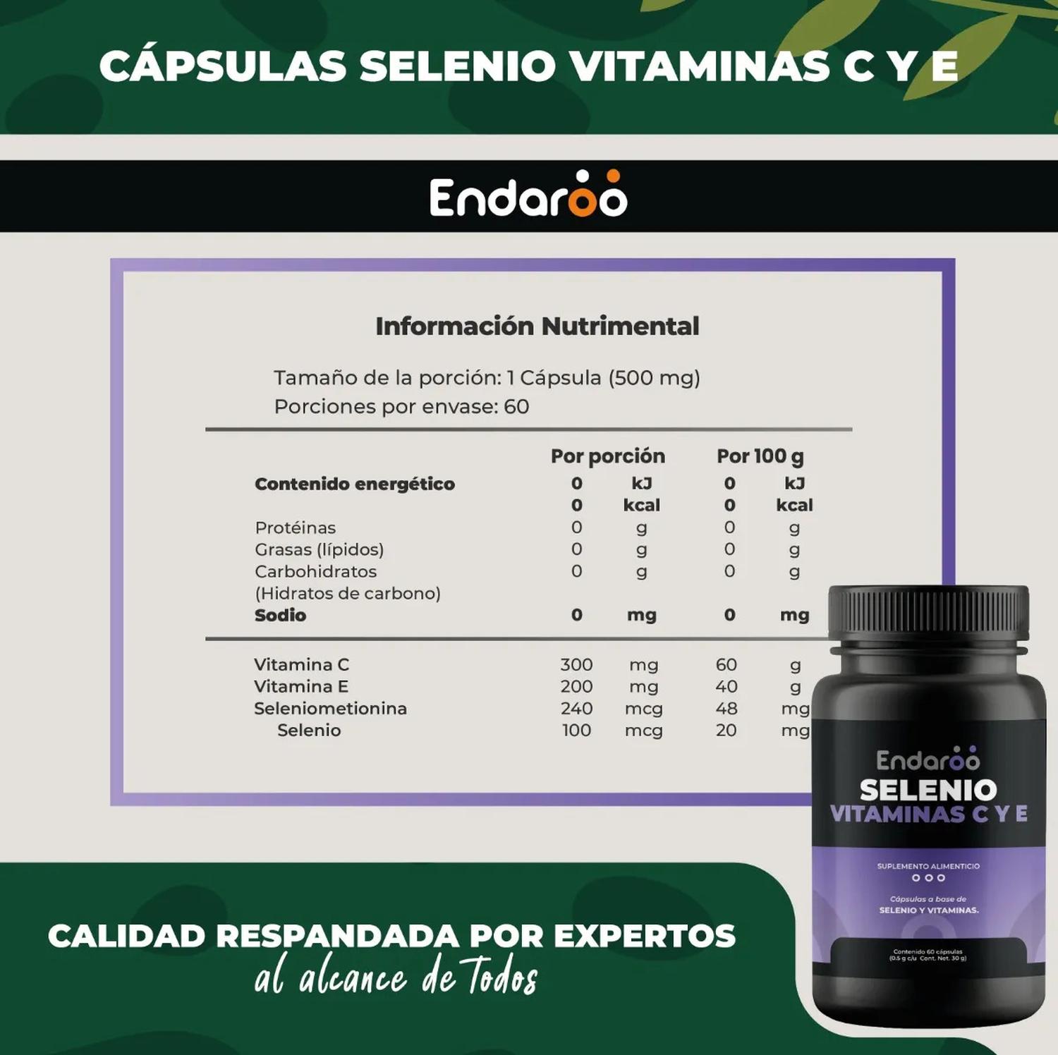 Selenio con Vitaminas C y E 60 Cápsulas Antioxidante