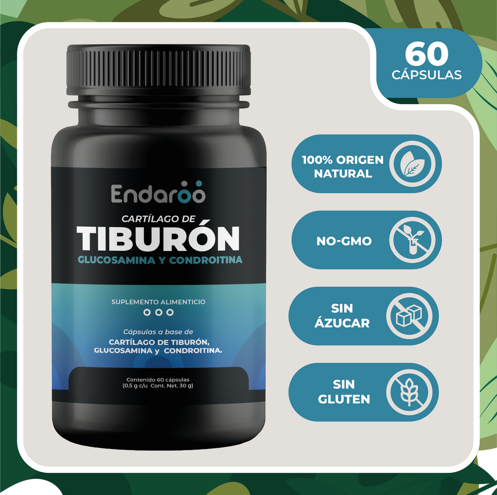 Cartílago de Tiburón con Condroitina y Glucosamina | 60 Cápsulas