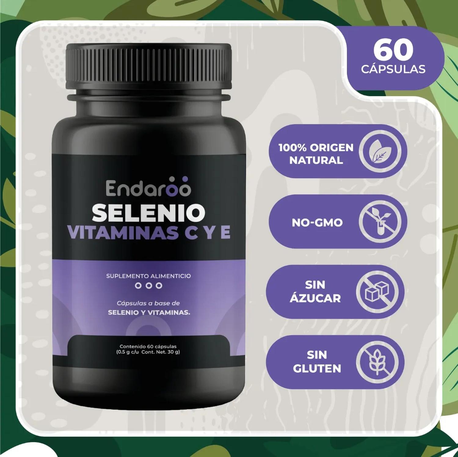 Selenio con Vitaminas C y E 60 Cápsulas Antioxidante