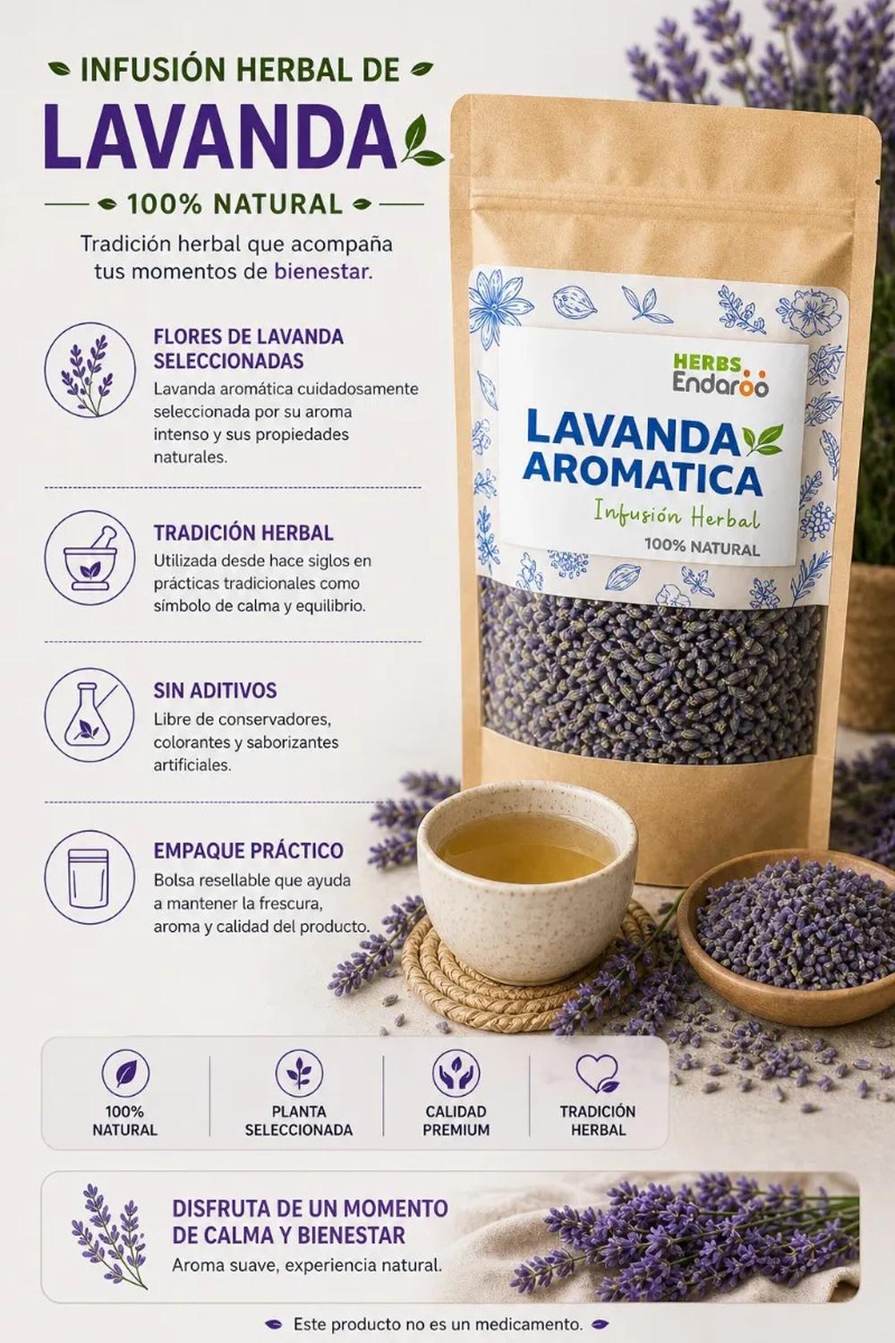 Lavanda Aromática Té 50g Naima | Infusión Natural Premium