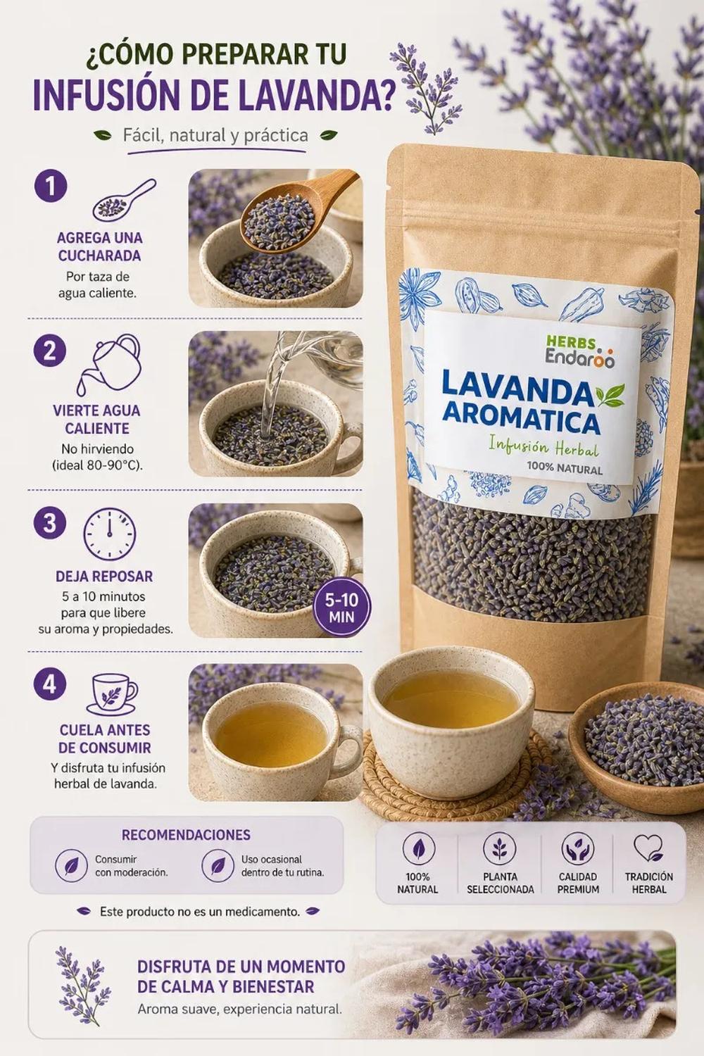 Lavanda Aromática Té 50g Naima | Infusión Natural Premium