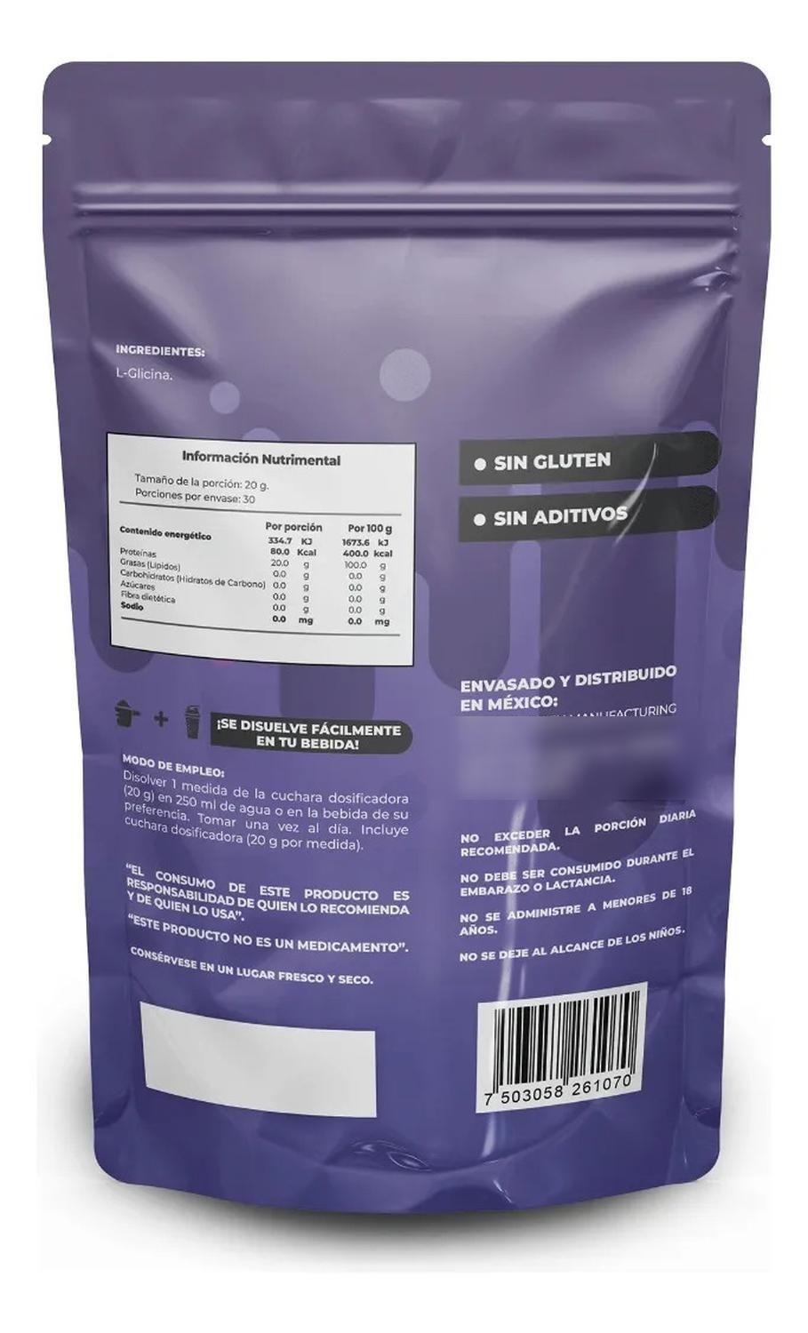 L-Glicina 600 g Endaroo 100% Pura Sin Rellenos Sin Aditivos Alta Pureza